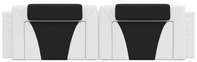Almofadão de cabeceira 180 cm couro artificial branco e preto
