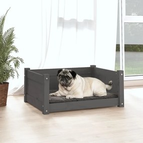 Cama para cães 65,5x50,5x28 cm madeira de pinho maciça cinzento