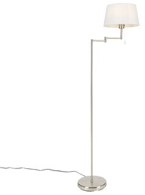 Candeeiro de pé clássico em aço com cúpula branca regulável - Ladas