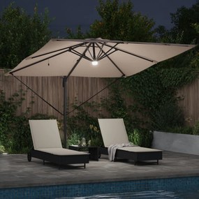 Guarda-sol Articulado Roma com LEDs Taupe 286x285x270 cm Alumínio