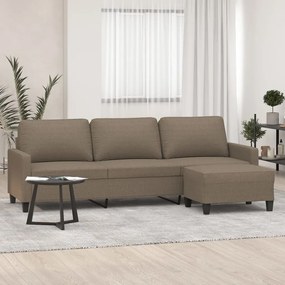 vidaXL Sofá de 3 lugares + apoio de pés 210cm tecido cinza-acastanhado