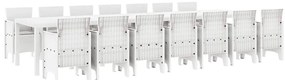 Conjunto de Jantar de Jardim 15 pcs Branco Grande Vime