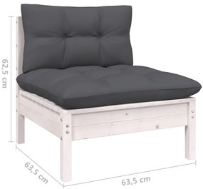 13 pcs conj. lounge de jardim c/ almofadões pinho maciço branco