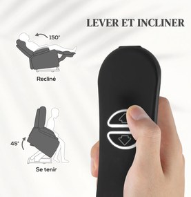 Poltrona elevatória elétrica, 89 x 94,5 x 103 cm poltrona relax elétrica com função de massagem e aquecimento, cinzenta