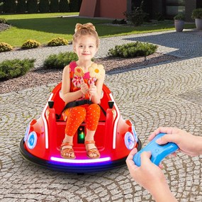 Carrinho de choques para crianças 12V com rotação de 360°, Luzes, controlo remoto, Música 73 x 73 x 43cm Vermelho