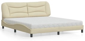 Cama com colchão 180x200 cm tecido cor creme