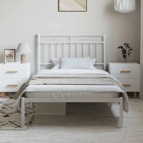 Estrutura de cama com cabeceira 100x200 cm metal branco