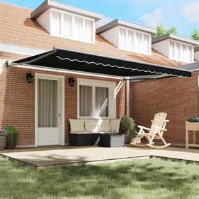 Toldo Retrátil Manual vidaXL Preto 450x300 cm