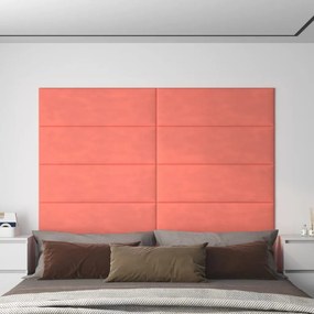 Painel de parede 12 pcs 90x30 cm veludo 3,24 m² rosa