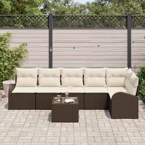 Conjunto de Sofá de Jardim de 6 Peças com Almofadas em Polirattan Cinz