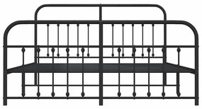 Estrutura de cama com cabeceira e pés 183x213 cm metal preto