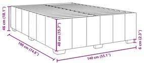 Estrutura de cama sem colchão 140x190 cm tecido cor creme
