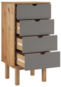 Armário gavetas OTTA 45x39x90 cm pinho maciço castanho/cinza
