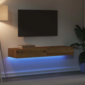 Móveis de TV com luzes LED 2pcs 60x35x15,5cm carvalho artisiano