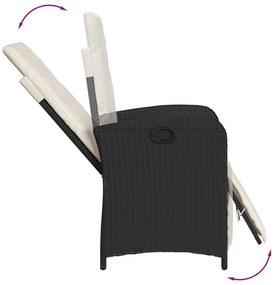 7 pcs conjunto de jantar p/ jardim c/ almofadões vime PE preto
