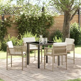 vidaXL Conjunto de Jantar para Jardim 5 pcs Bege vime PE