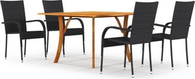 vidaXL 5 pcs conjunto de jantar para jardim preto