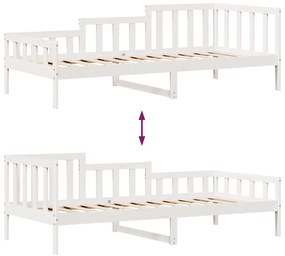 Sofá-cama c/ gavetas 90x190 cm madeira de pinho maciça branco