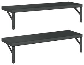 Prateleiras de parede 2 pcs 75x23,5 cm aço inoxidável prateado