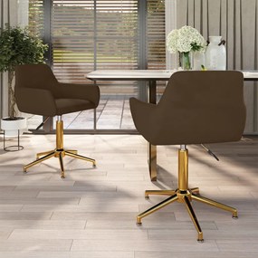 vidaXL Cadeiras de jantar giratórias 2 pcs veludo castanho