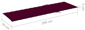 Espreguiçadeira com almofadão vermelho tinto pinho impregnado