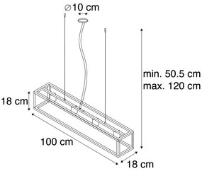 Candeeiro suspenso industrial marrom enferrujado 4-luzes - CAGE Industrial