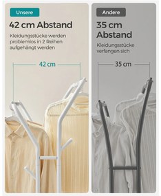 Cabide Guarda roupa com Rodas e 2 varões para roupa branco