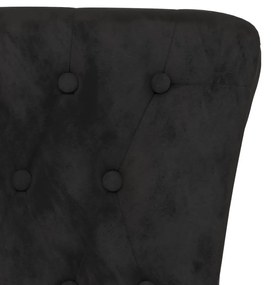 Cadeirão com encosto alto veludo preto design de botões