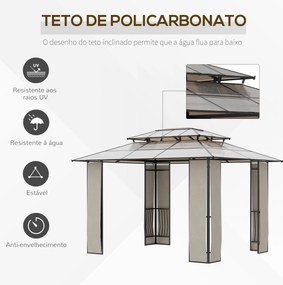 Pérgola de Jardim 3,6x3m Pérgola de Exterior com Cobertura de Policarb