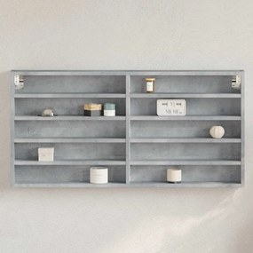 vidaXL Armário vitrine 100x8,5x50cm derivados de madeira cinza cimento