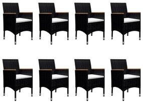 9 pcs conjunto de jantar para jardim preto