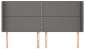 Cabeceira cama c/ abas couro artif. 183x16x118/128 cm cinzento
