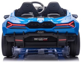 Carro elétrico para Crianças 2 Lugares Lamborghini Revuelto XL 24V 4x4 Rodas Espuma EVA, Assento Couro ecológico Azul