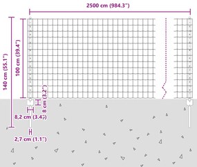 Conjunto de Cerca de Jardim Conjunto de 2 Cinza Aço Revestido a Pó