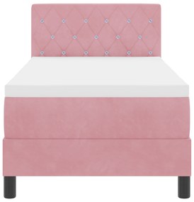 Cama Box Spring vidaXL com Colchão Rosa 80x200 cm Veludo