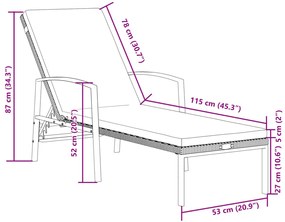 Espreguiçadeiras com mesa 2 pcs vime PE castanho