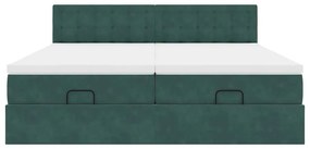 Estrutura de cama otomana com colchão verde escuro veludo