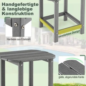 Conjunto de 2 mesas de jardim 48 x 37 x 46 cm em HDPE, Adirondack resistente às intempéries cinzenta