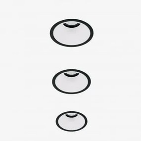 Pack De 3 Downlights Led Embutidos Com Molduras Redondas Ø8 Cm Para Exterior Em Alumínio Luisiana Preto - Branco & Branco Frio 4000k & 11 W & 38º -