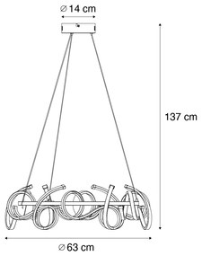 LED Candeeiro suspenso de design preto redondo regulável em 3 níveis - Krisscross Moderno