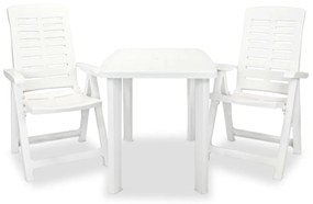 vidaXL Conjunto bistrô 3 pcs plástico branco