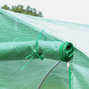 Estufa Tipo Túnel 400x200x200cm Estufa de Jardim com 6 Janelas Transpi