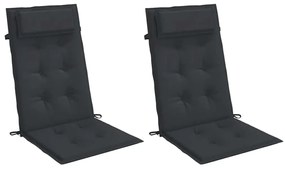 Almofadões p/ cadeira encosto alto 2 pcs tecido oxford preto