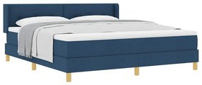 Cama box spring com colchão azul, 180 x 200 cm, tecido.