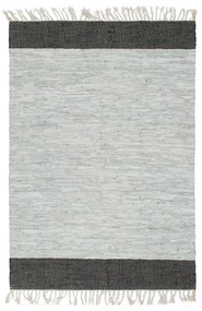 vidaXL Tapete chindi tecido à mão couro 160x230cm cinzento-claro/preto