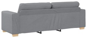 Conjunto de Sofá de 3 Peças com Almofadas Cinza Claro de Tecido