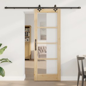 Porta Deslizante vidaXL com Conjunto de Hardware 73,5x198,5 cm Madeira Sólida Pinus
