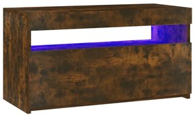 Móvel de TV com luzes LED 75x35x40 cm carvalho fumado