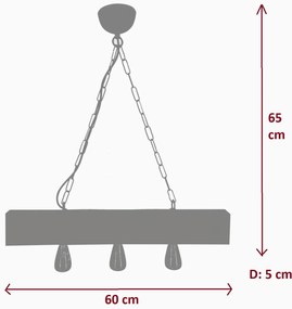 Candeeiro Chandelier Chain – Bordeaux Claro – 5 cm x 60 cm x 65 cm