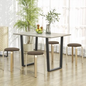 Conjunto de 4 Bancos Empilháveis Redondos (MESA NÃO INCLUIDA) Bancos Baixos de Cozinha com Assento Acolchoado Ø40x45 cm Castanho e Madeira